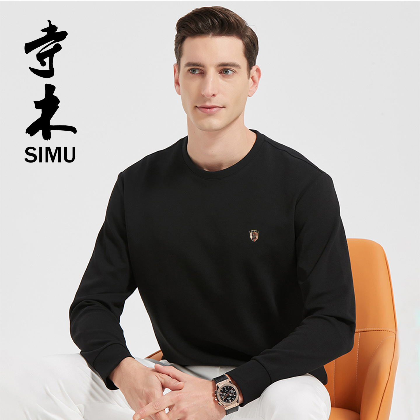 寺木轻奢春秋季男女同款卫衣圆领长袖套头休闲运动打底衫7089