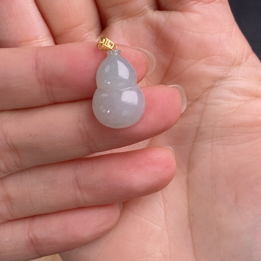 翡翠颈饰18K金镶嵌葫芦