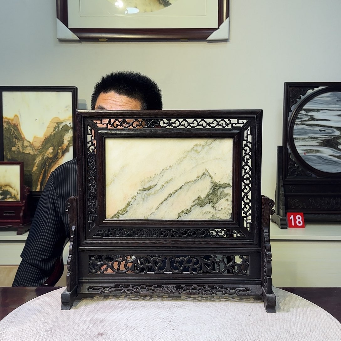 石材天然大理石画屏风41×37