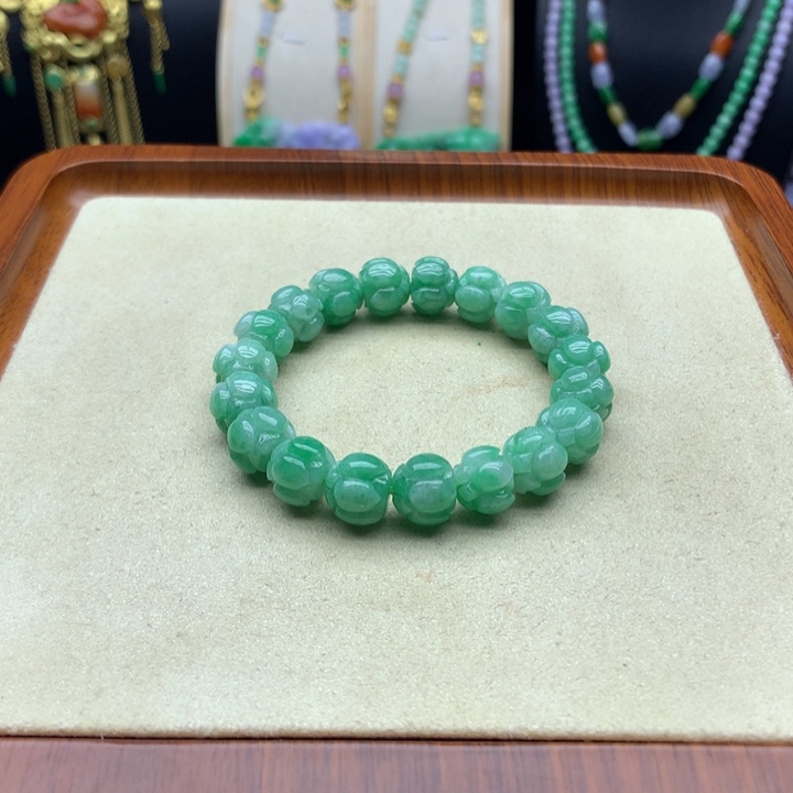 翡翠未镶嵌手链翡翠莲花手串