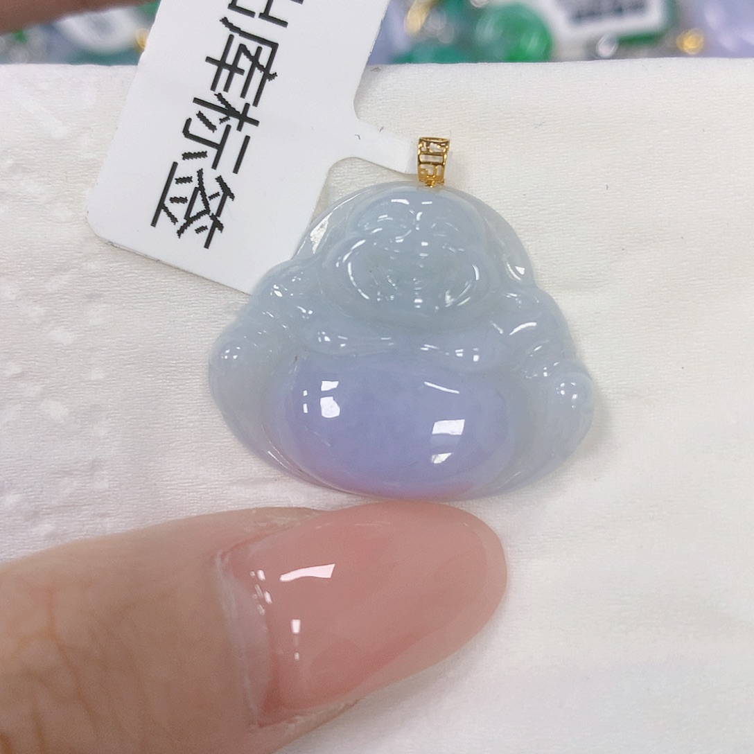 翡翠18K金镶嵌颈饰天然翡翠a货 百元以上9米证书费自理