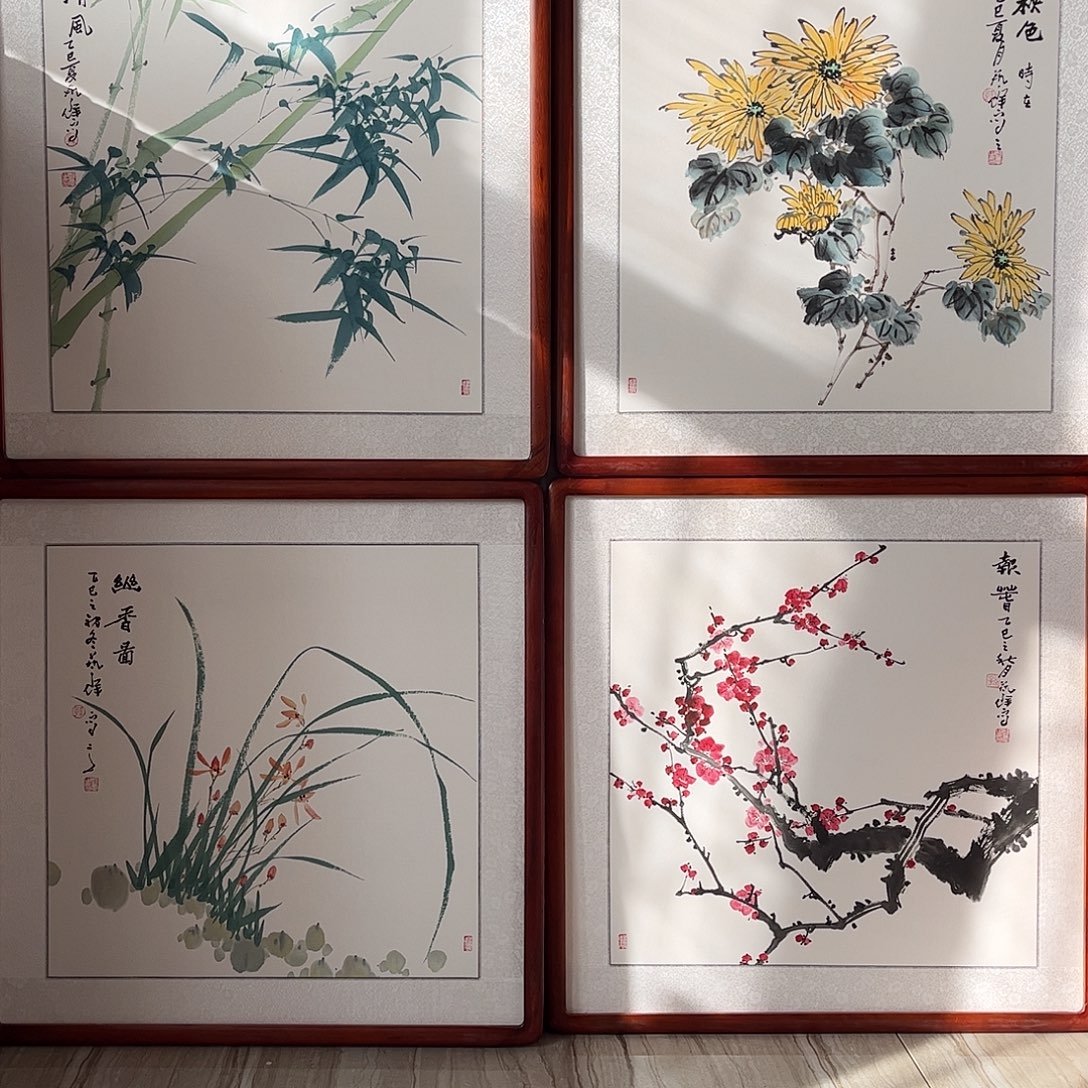 傲***，国画书画作品带框63×63