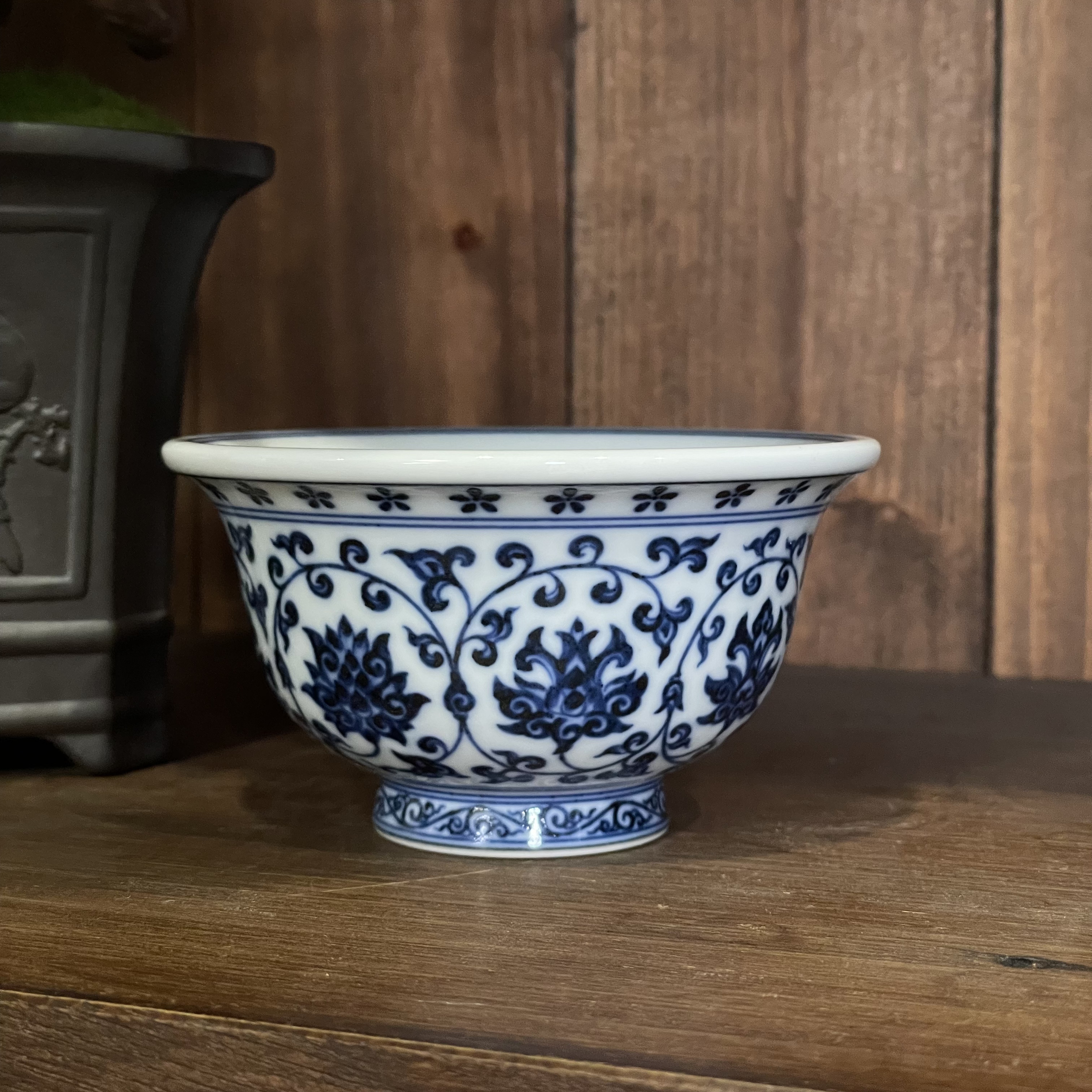 窑茗缠枝莲压手杯（狮心）