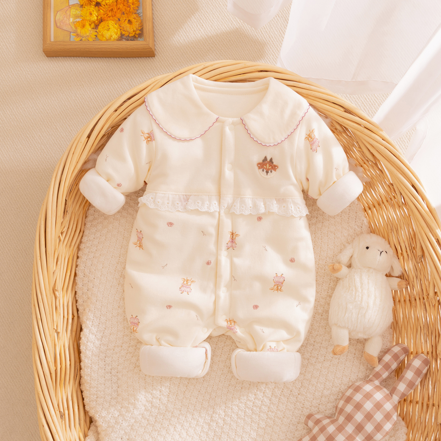 特价捡漏 婴儿衣服秋冬季连体衣女宝宝夹棉哈衣爬服衣棉服冬装