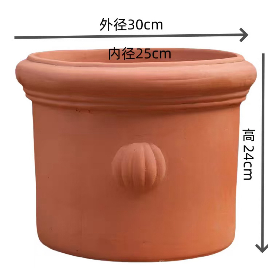 园艺红陶土花盆景观庭院欧式大口陶土花盆阳台别墅粗陶特大号摆件