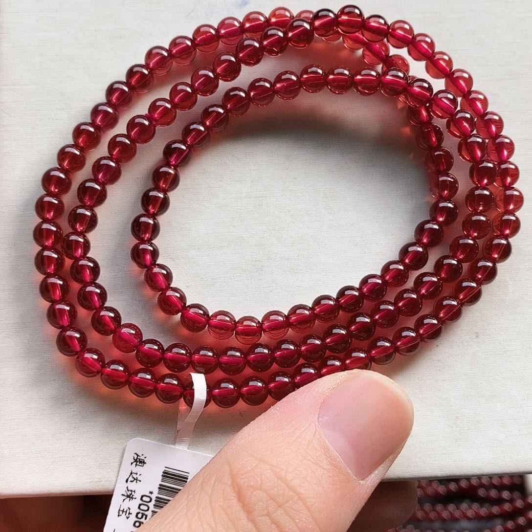 石榴石（芬达石）手链未镶嵌4.8mm收藏级色标香槟粉