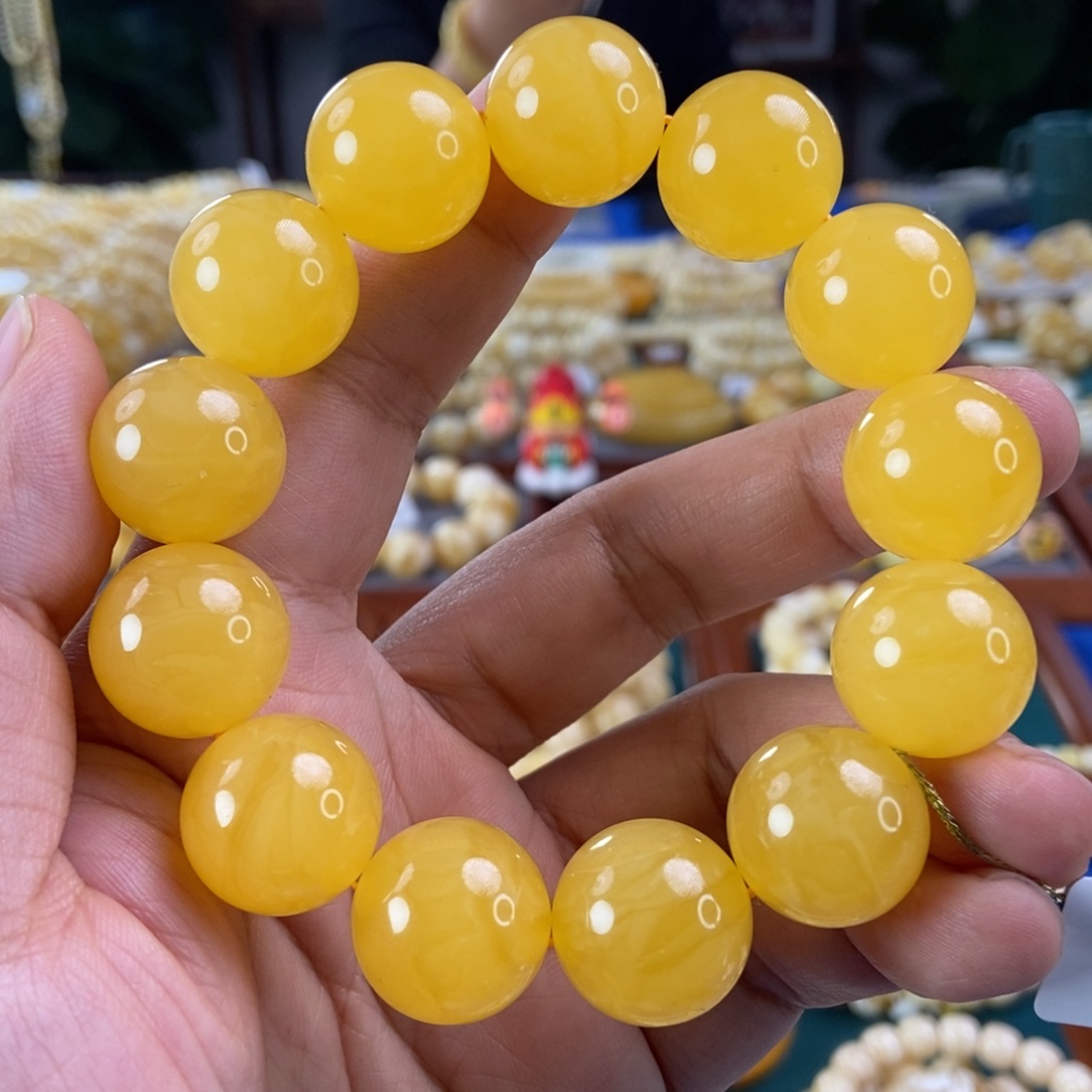 琥珀珠宝奇石未镶嵌18+焦皮同料手串45.31