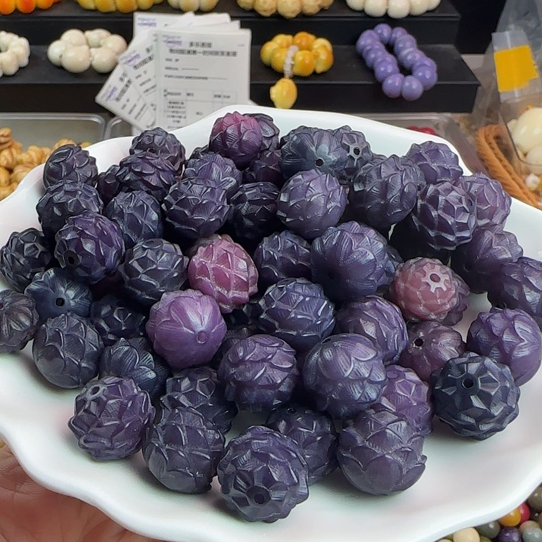 手串菩提根/象牙果卡16九紫里火大莲花100颗