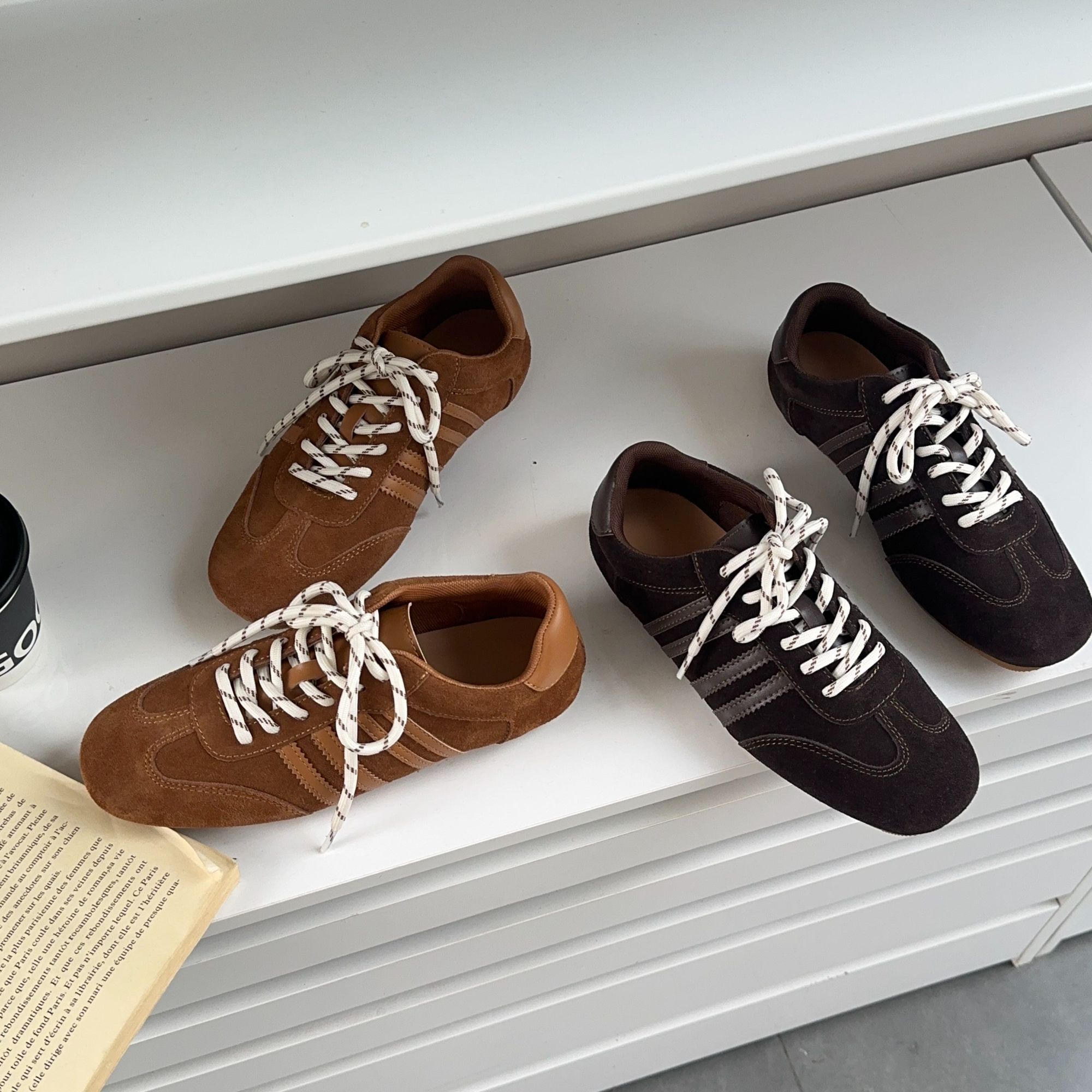 真皮复古阿甘鞋女鞋新款运动百搭德训鞋女系带休闲平底低帮板鞋