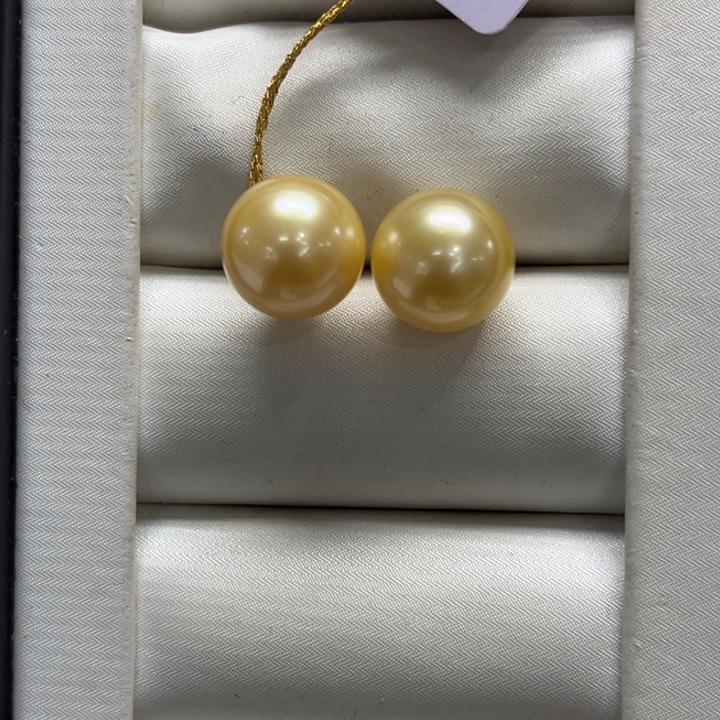 银S925镶嵌耳饰海水珍珠11-12mm96号