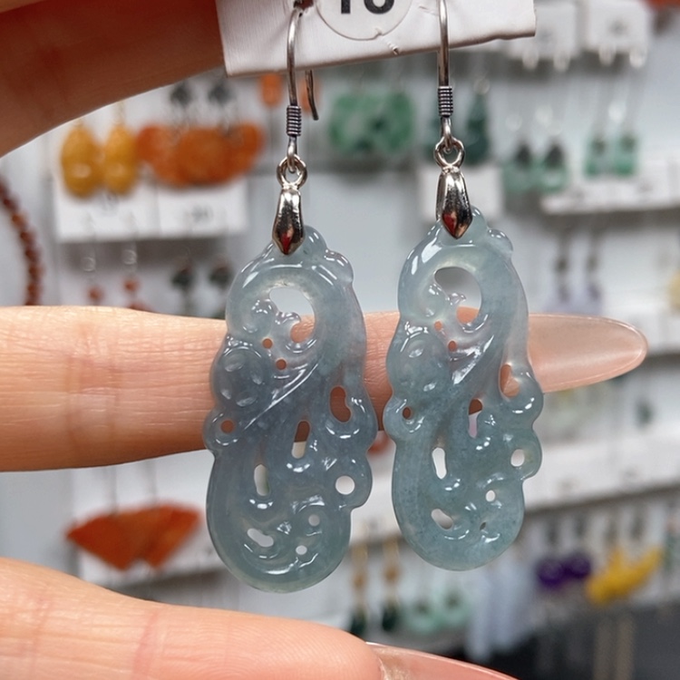 【闪购商品】翡翠耳饰银S925镶嵌耳饰