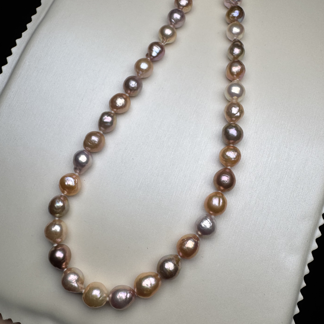 怀秋·皱皮圆巴彩色炫彩珍珠项链9左右