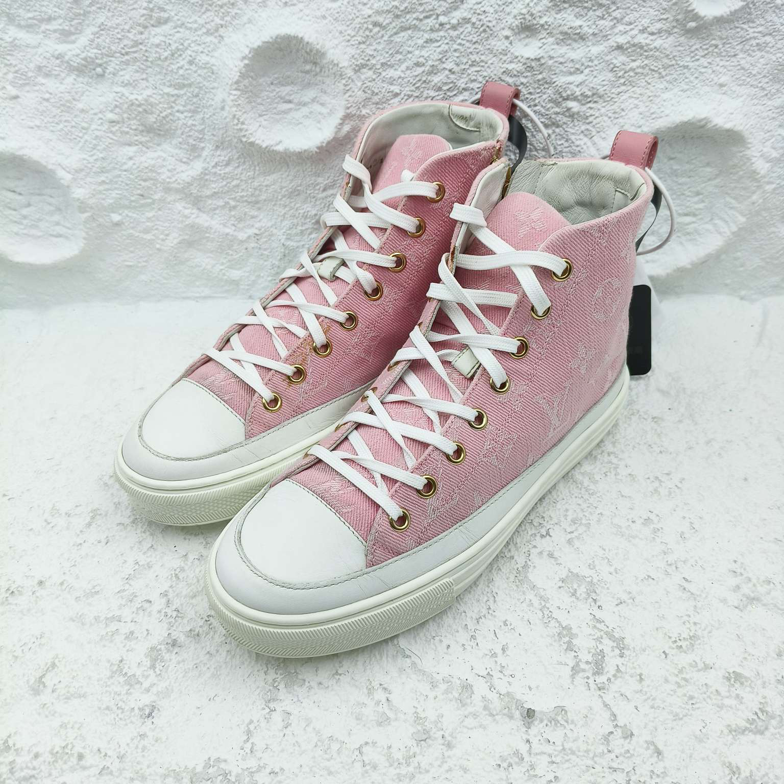 99新 LouisVuitton/路易威登 35.5码/粉色老花板鞋/非全新