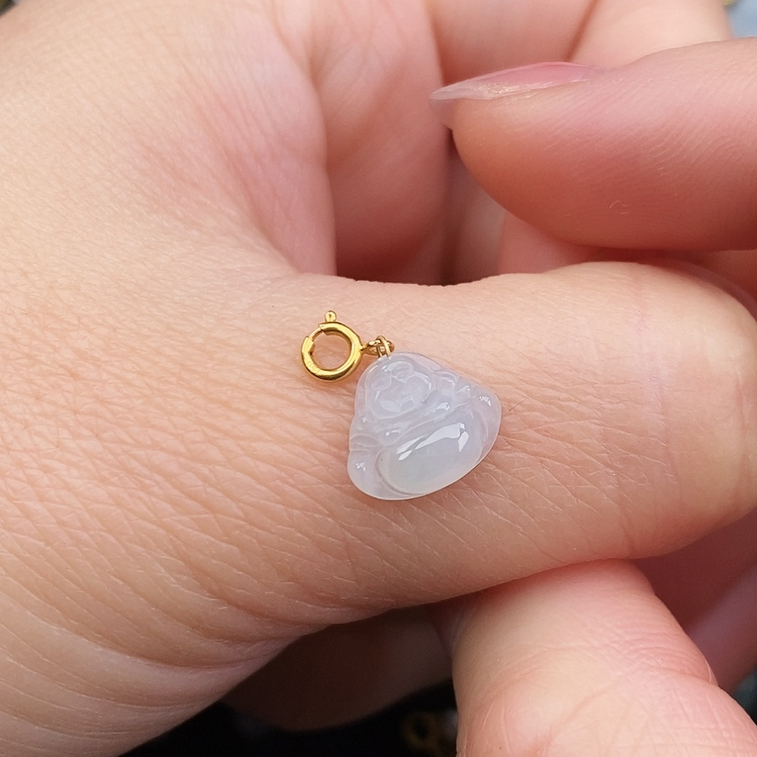 翡翠颈饰18K金镶嵌佛公