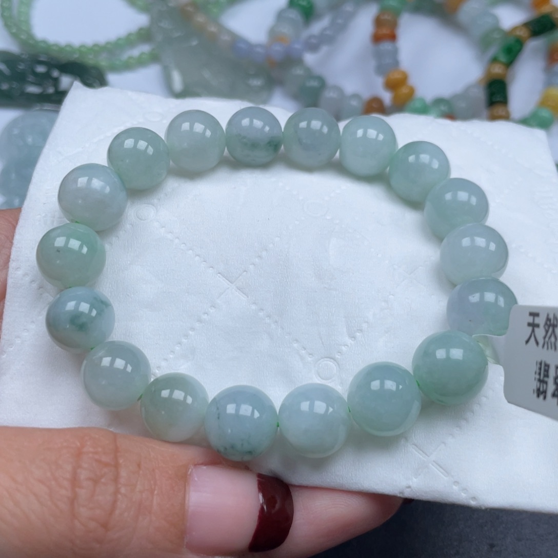 翡翠手链未镶嵌纯天然a货缅甸翡翠包邮10.3mm