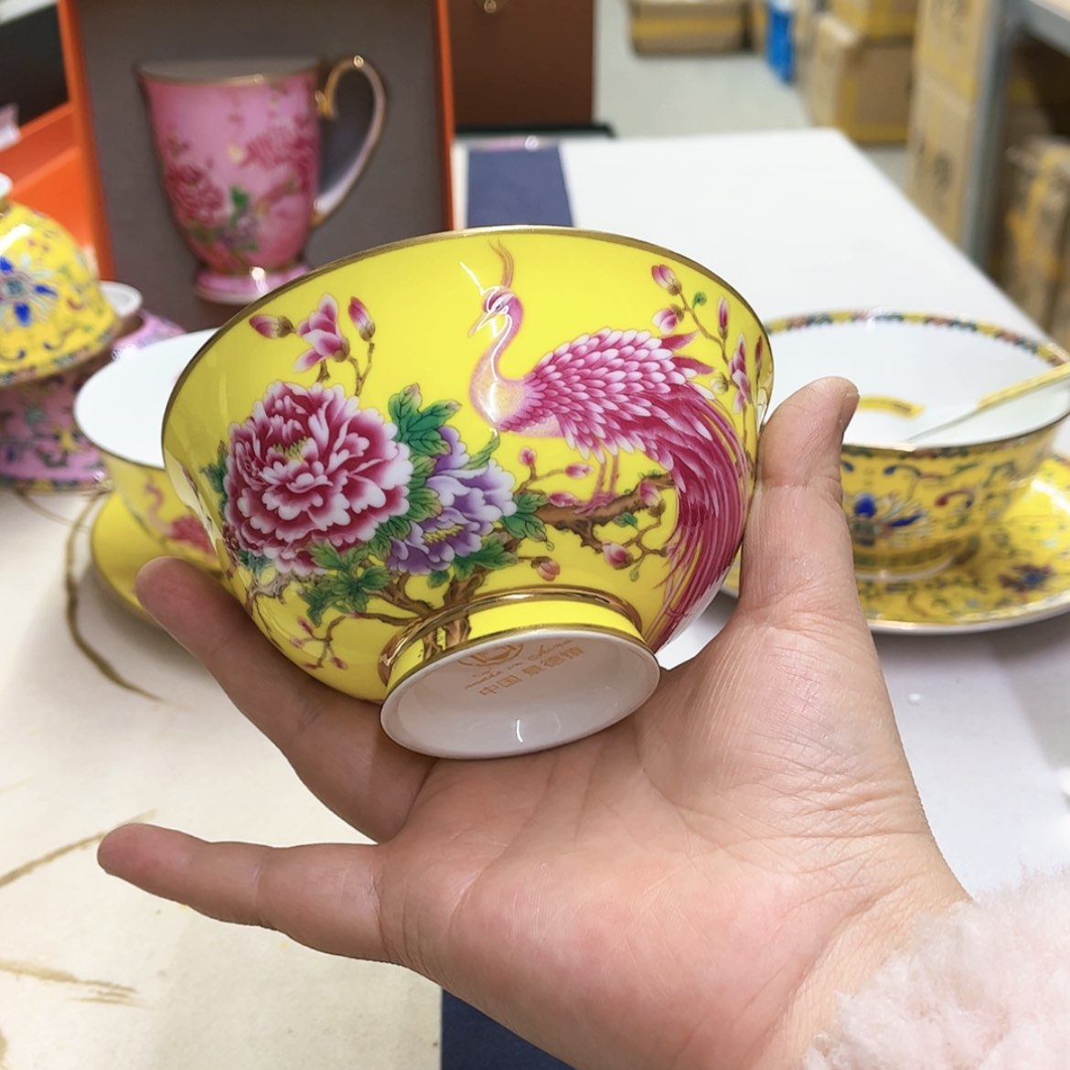 【闪购商品】骨瓷4.5英寸6黄。。。。。。