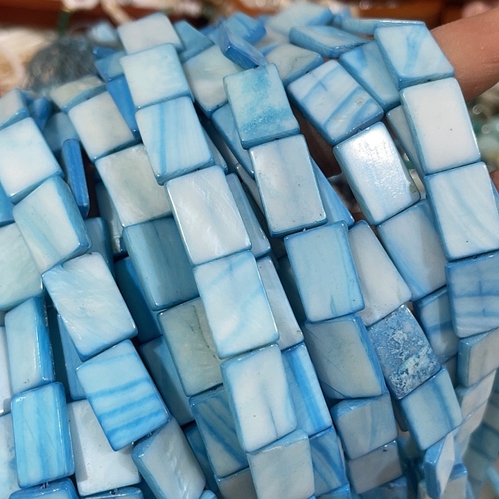 玛瑙/玉髓合金珠宝半成品2条蓝色贝壳长方形