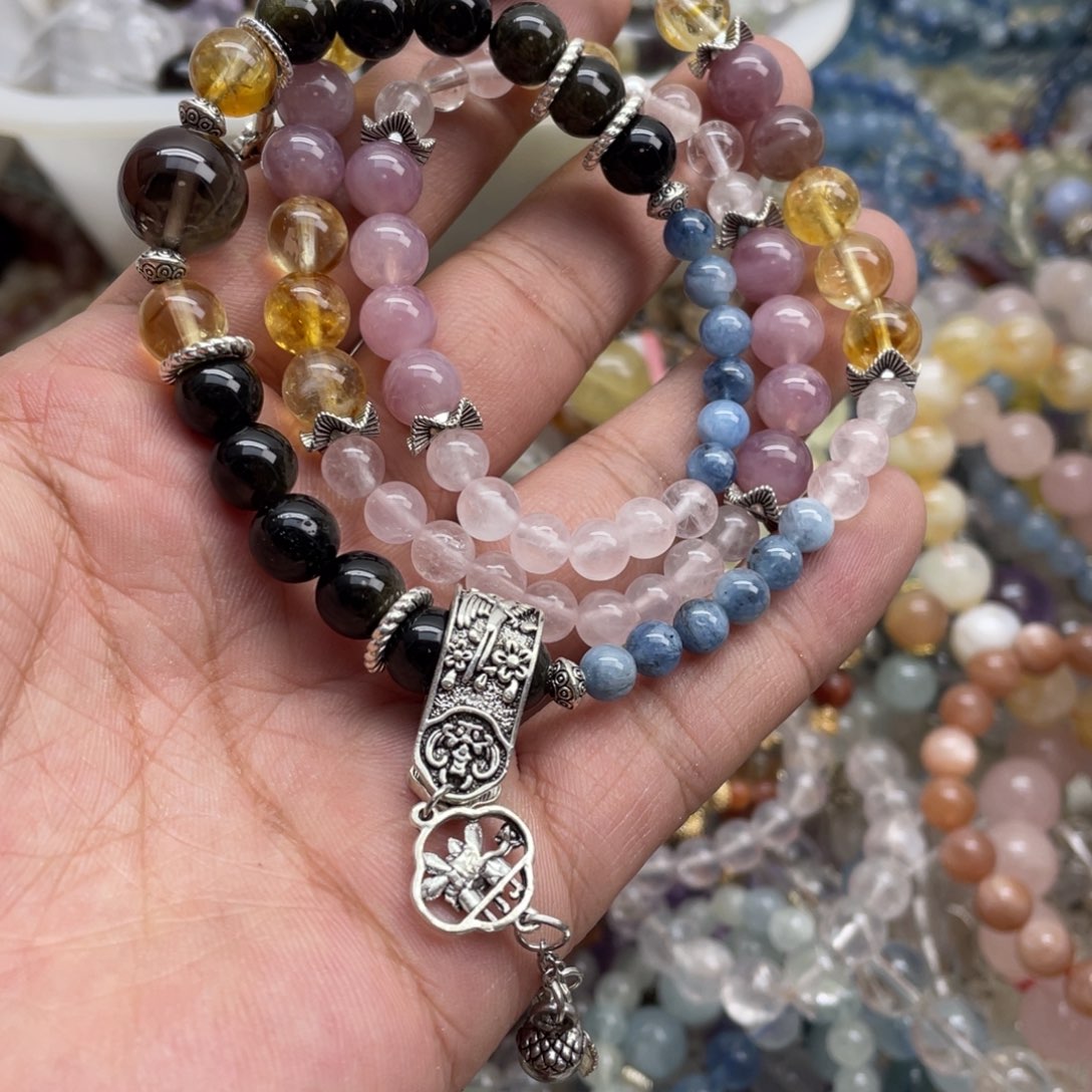 银S925镶嵌手链烟晶