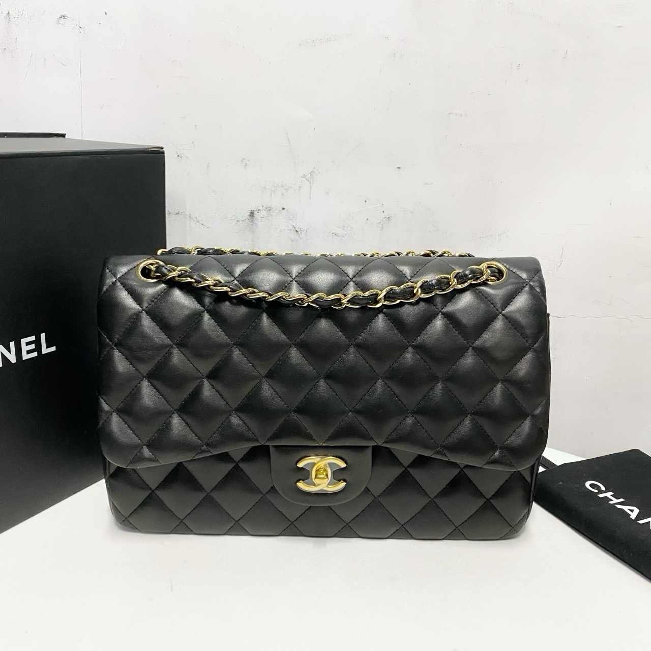 99新 Chanel/香奈儿    lc香奈儿jumbo23开黑金羊皮1948