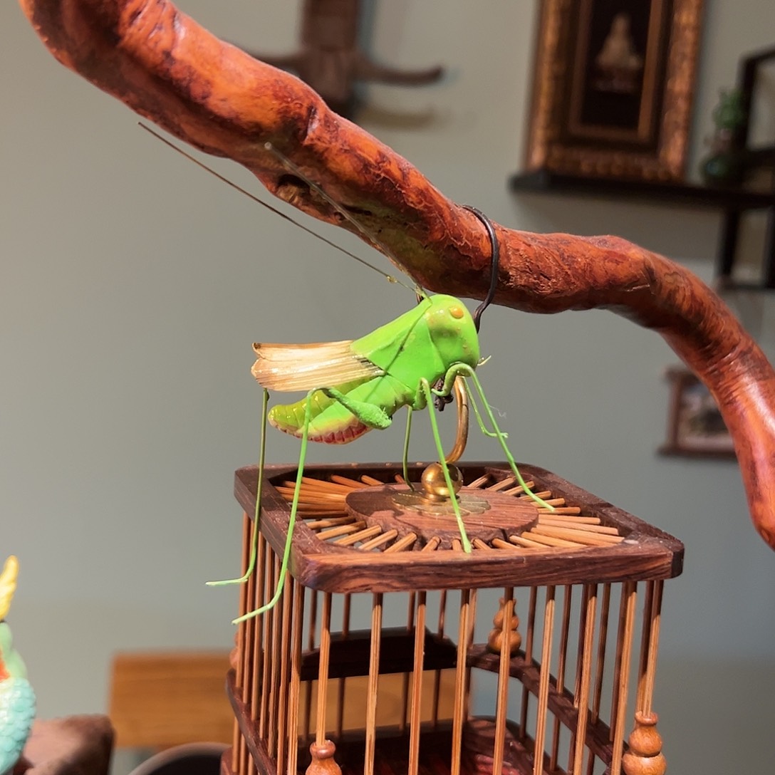 蝈蝈陶土漆画纯手工