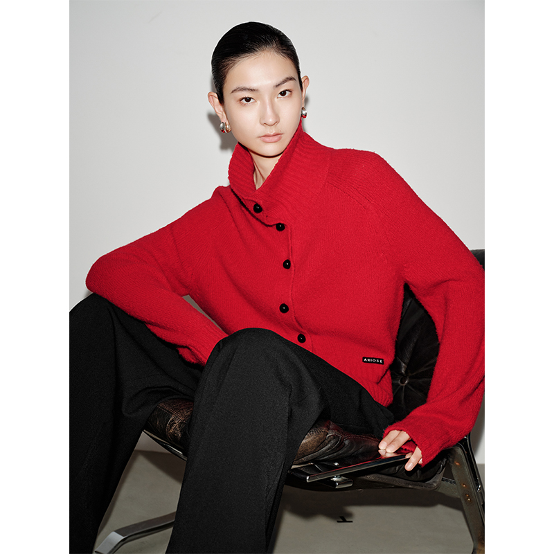 【开衫】【商场同款新品】艾诺丝雅诗 可立可翻两穿领型毛衫 AR804019