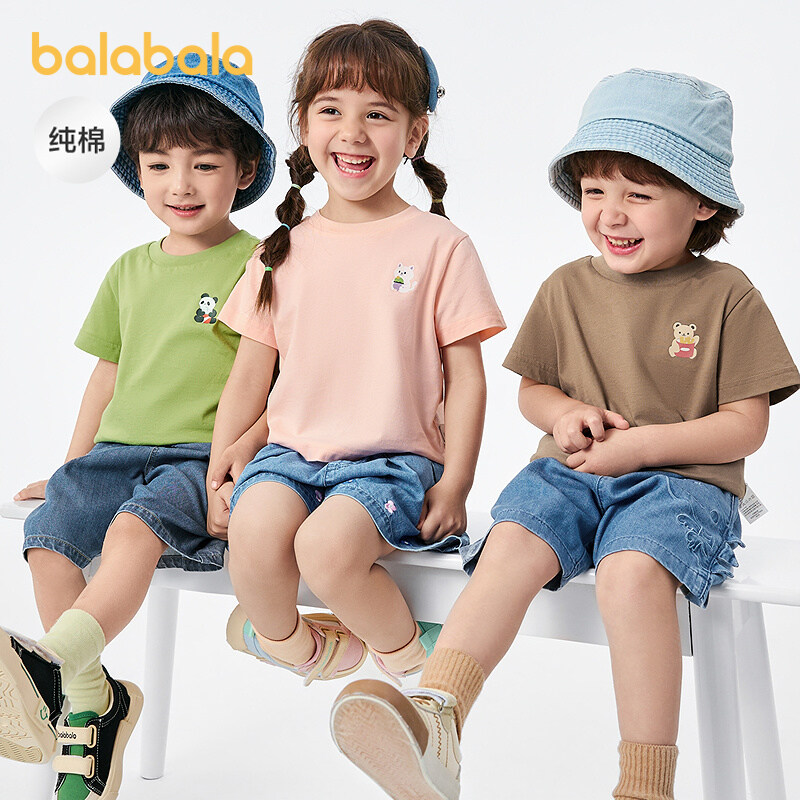 巴拉巴拉男童装女童短袖t恤亲子装纯棉夏装上衣萌趣印花时尚舒适
