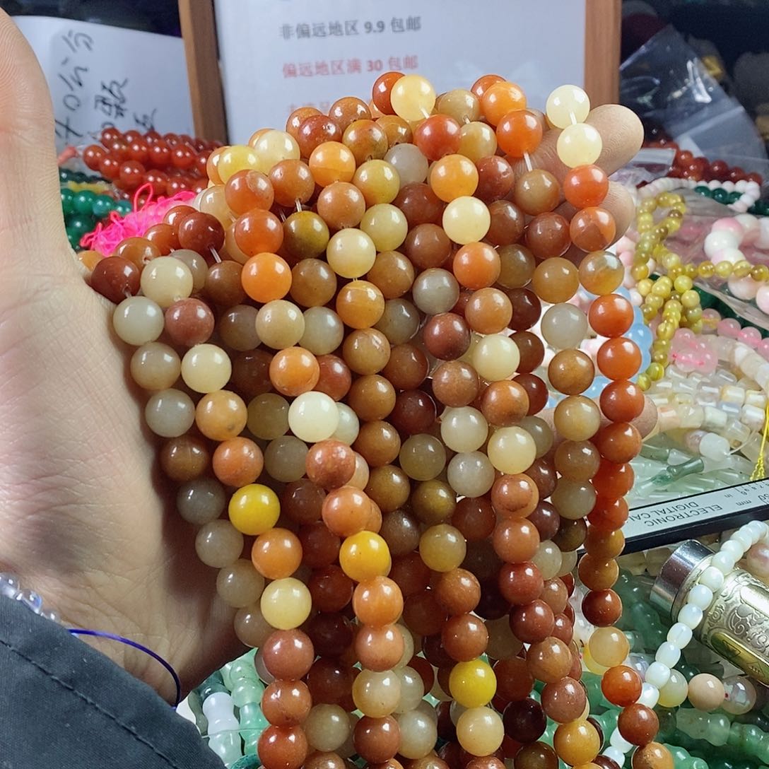 玛瑙/玉髓珠宝半成品合金一条天然10mm红东岭玉A307