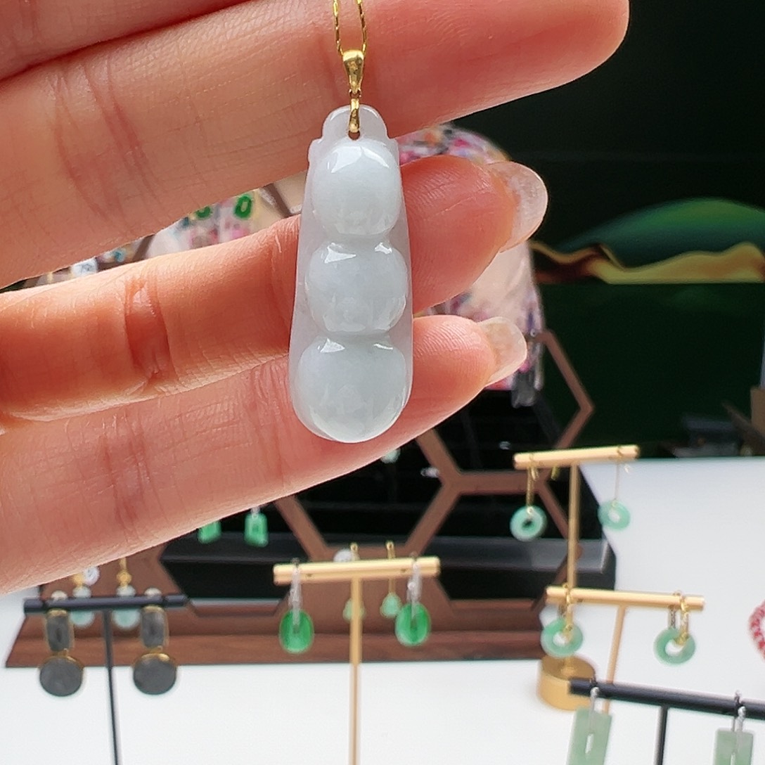 翡翠颈饰18K金镶嵌天然翡翠颈饰18k金镶嵌