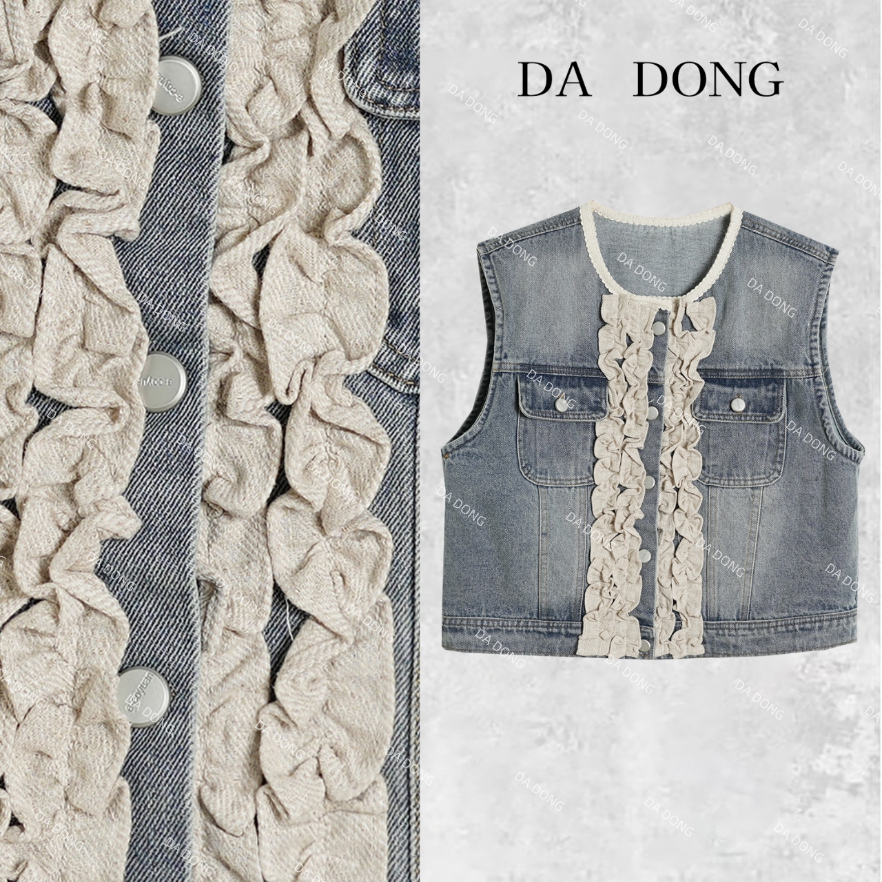 百花齐放--新中式国风气质时尚显瘦休闲百搭复古宽松小众牛仔马甲