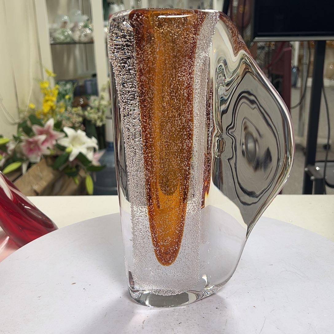 琉璃高25琥珀密集气泡琉璃花器