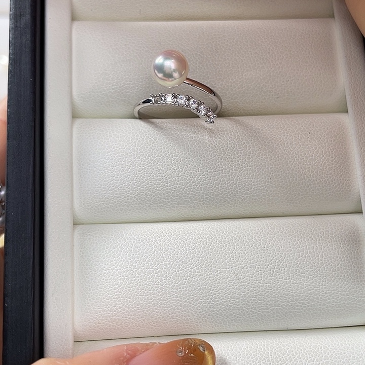 银S925镶嵌戒指海水珍珠