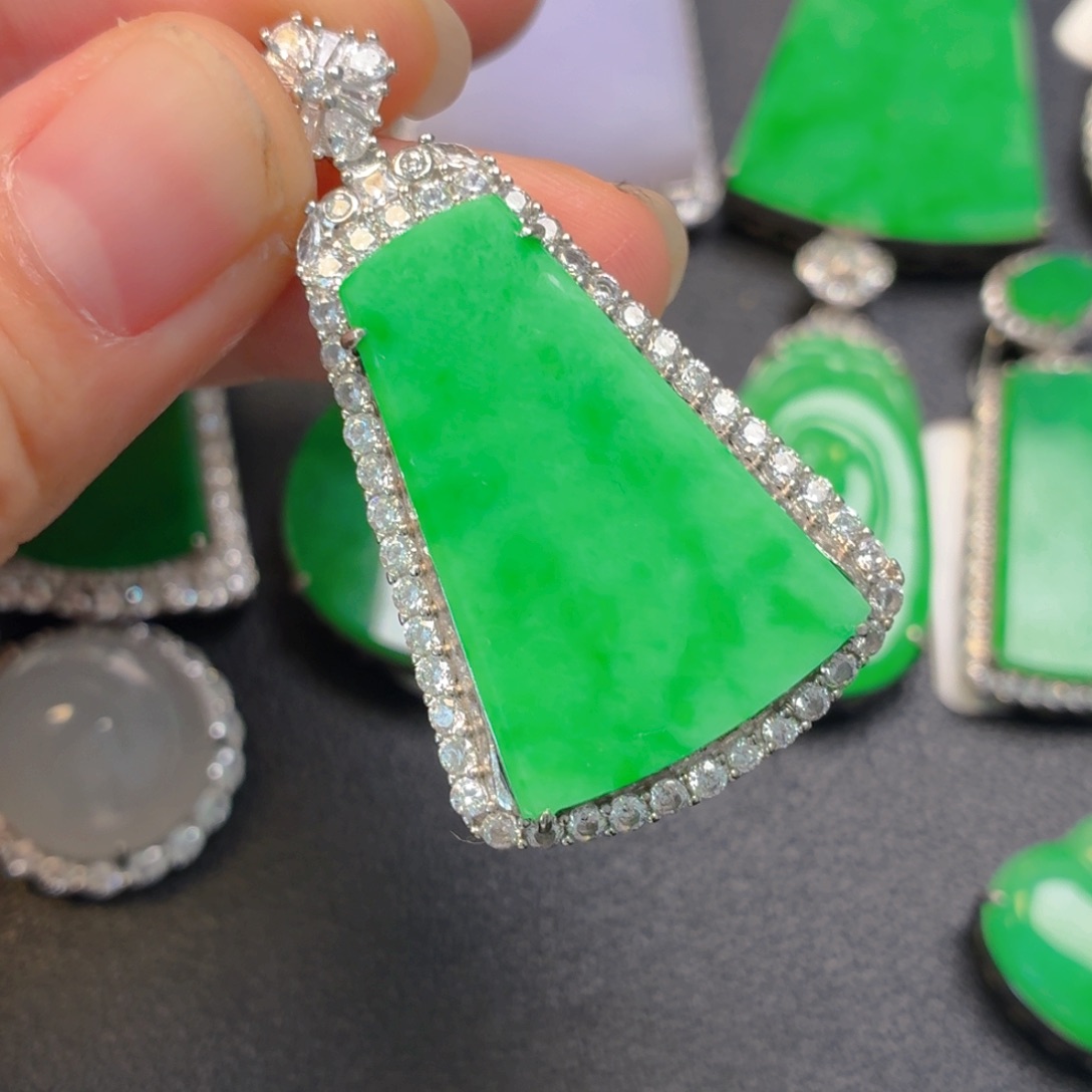 翡翠银S925镶嵌吊坠(不含链)