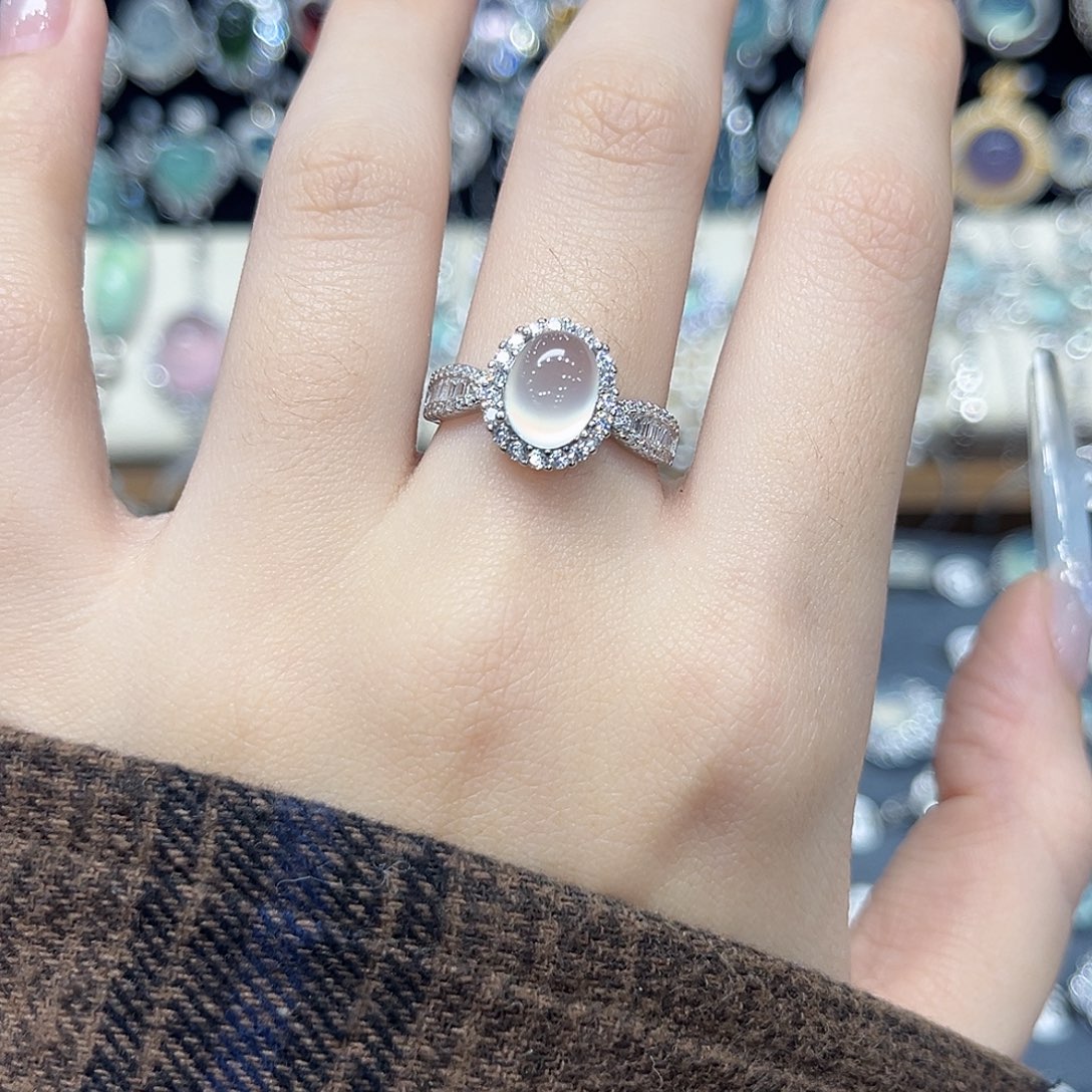 岫玉银S925镶嵌戒指小蛮腰