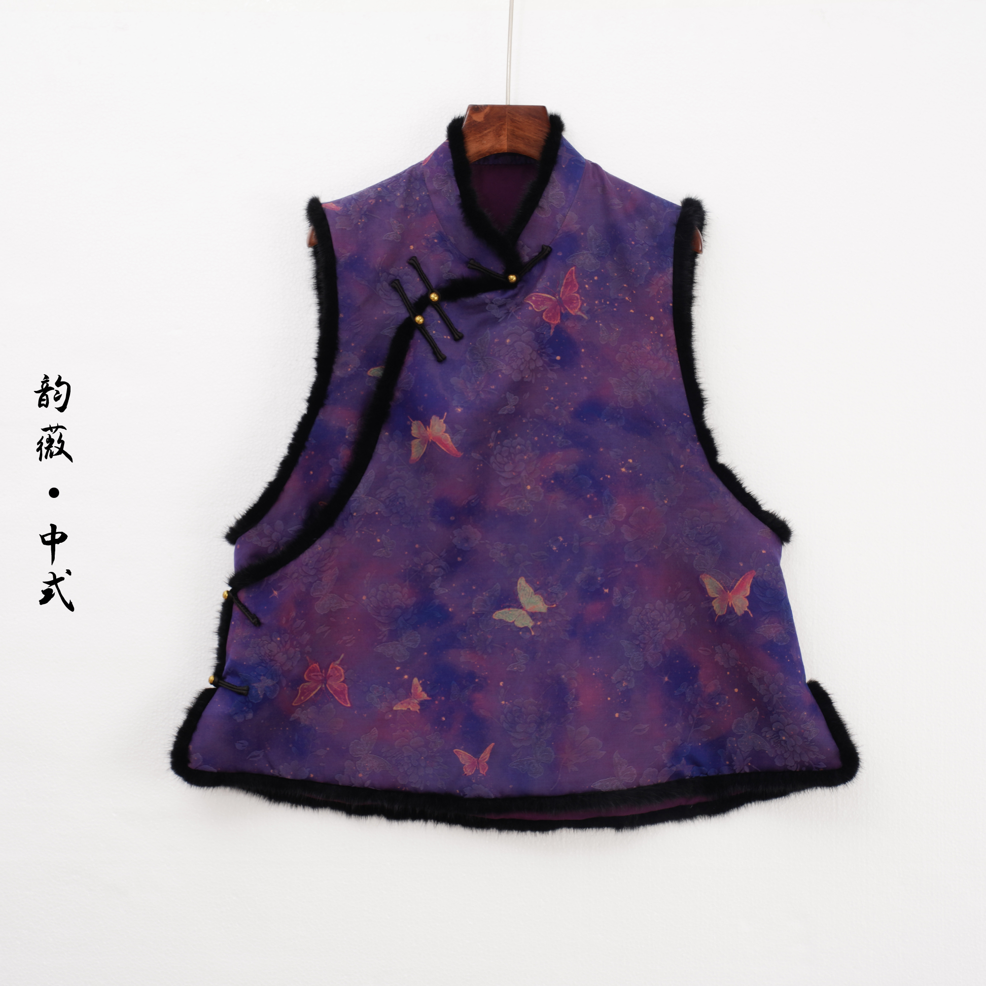 韵薇•中式中国风马夹圆领中式时尚刺绣传统气质复古马甲10486