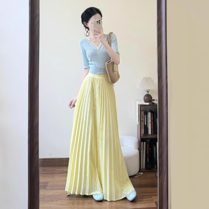 女装穿搭夏款气质高级感韩系独特绝美多巴胺上衣遮肚半身长裙套装