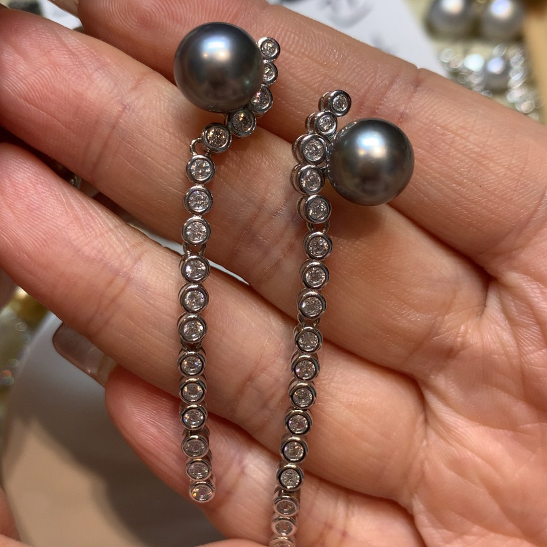 海水珍珠耳饰银S925镶嵌