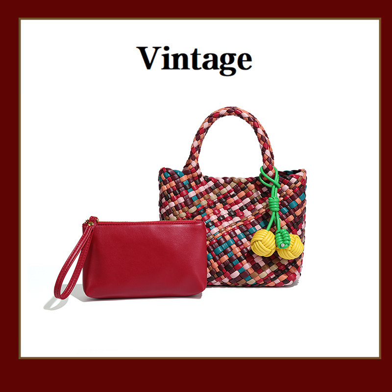 【彩虹限定款】【长24宽4高17】高奢编织菜篮子手提包百搭斜挎包女