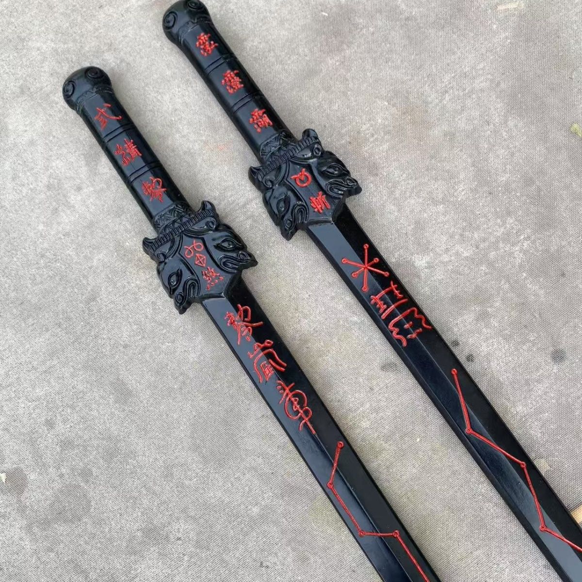 天然桃木枣木三清剑五雷天尊法剑道用品朱砂整木一体雕刻镇坛