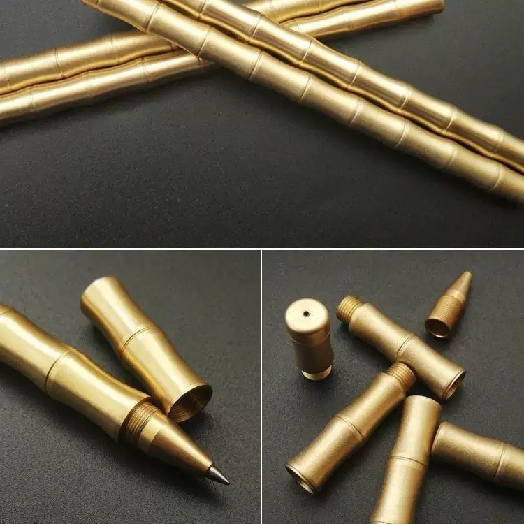 阿哲铜艺黄铜竹节笔摆件用品