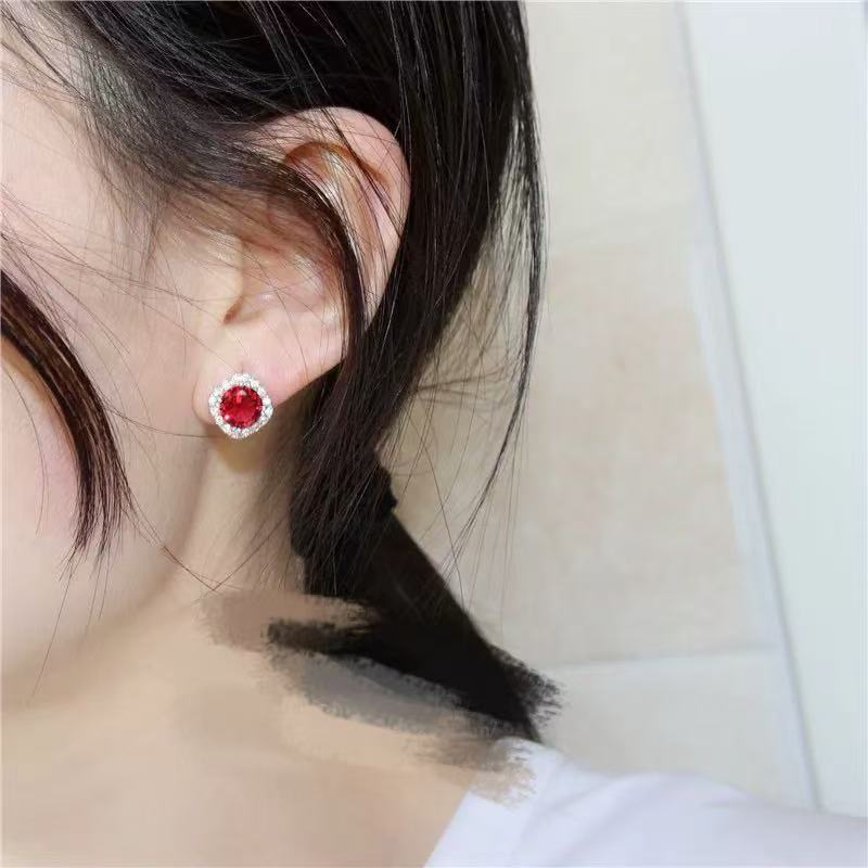 【中非黑马】ZFHM 高端定制 LC-281 方糖红耳钉