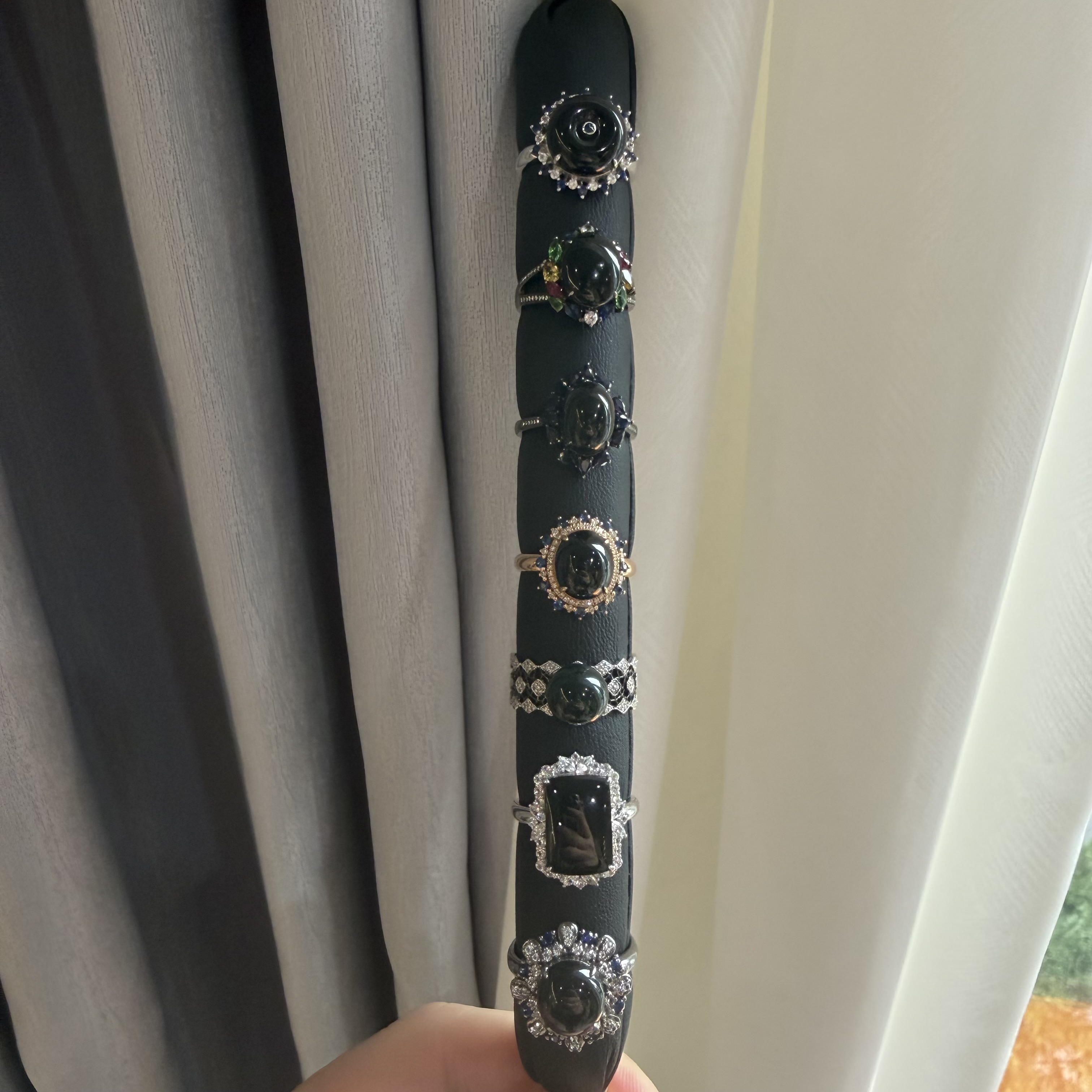 【一菲臻选】墨翠翡翠戒指-G11-多样性发其一|CMC1