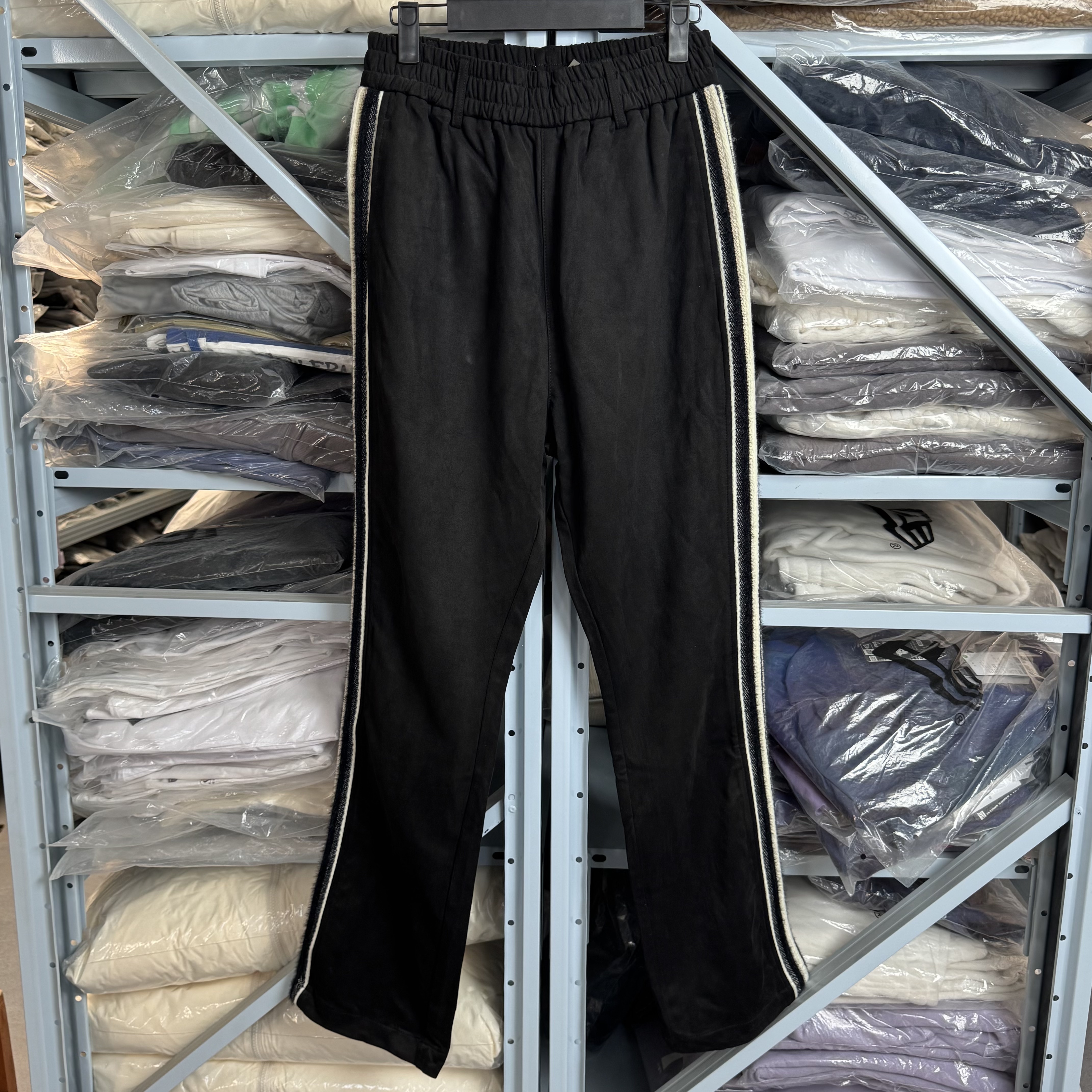 BLS粗纹拼条长裤K2147黑色