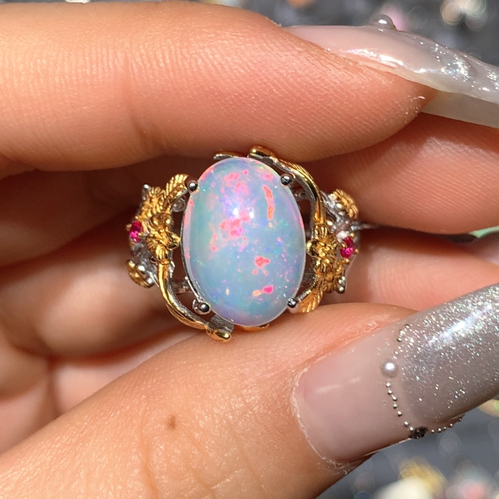 欧泊银S925镶嵌戒指h福利