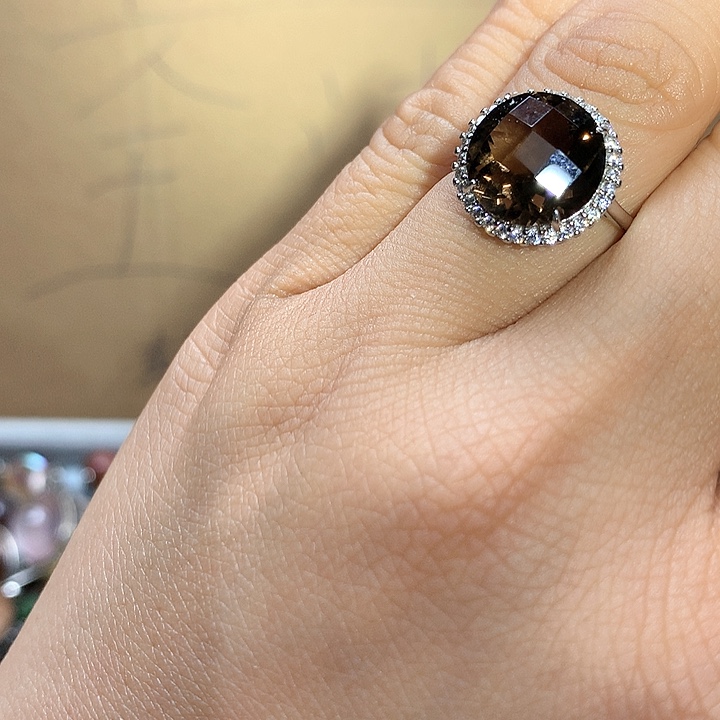 水晶水晶戒指银S925镶嵌