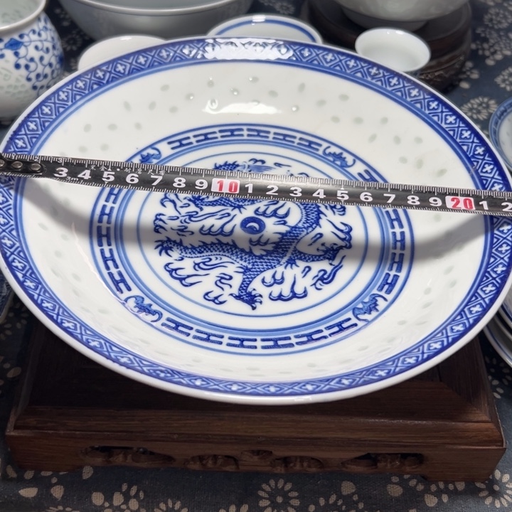 陶青花玲珑9寸大盘