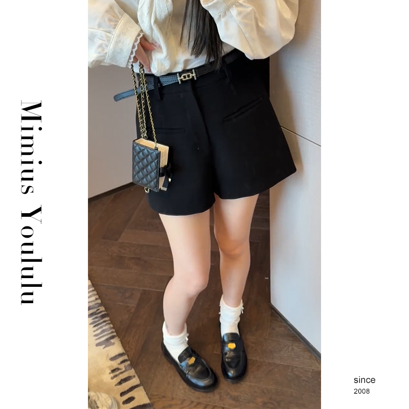 【mimius】&婷婷 气质百搭宽松显瘦阔腿休闲短裤 G02110