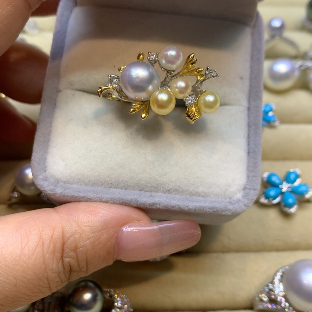 银S925镶嵌戒指海水珍珠