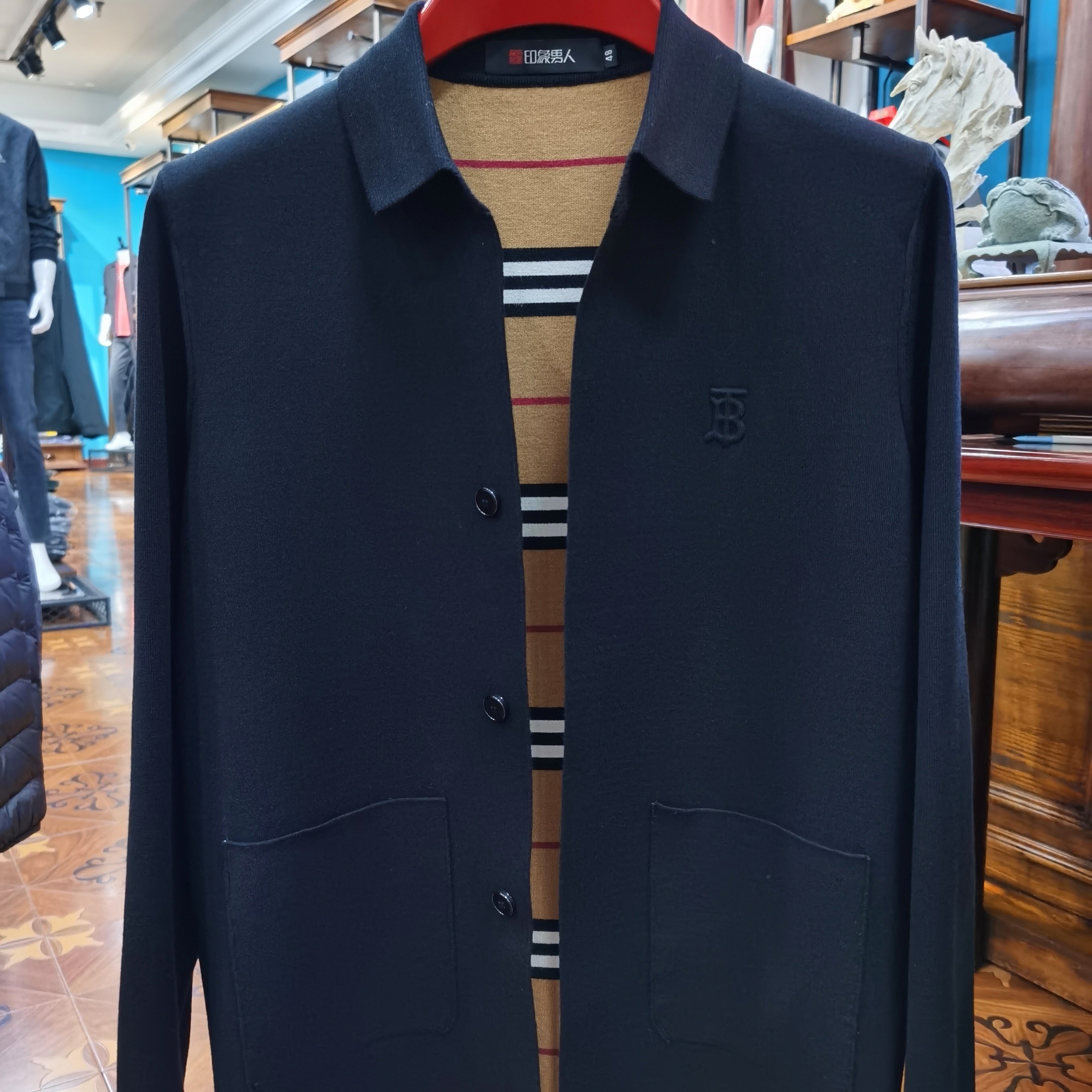 男士春秋款针织弹力休闲茄克