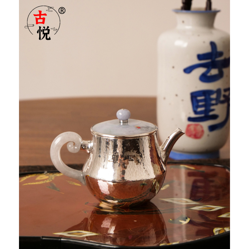 古悦悦翠系列 如砡茶壶 纯手工錾刻简约砡盖家用泡茶壶约140CC