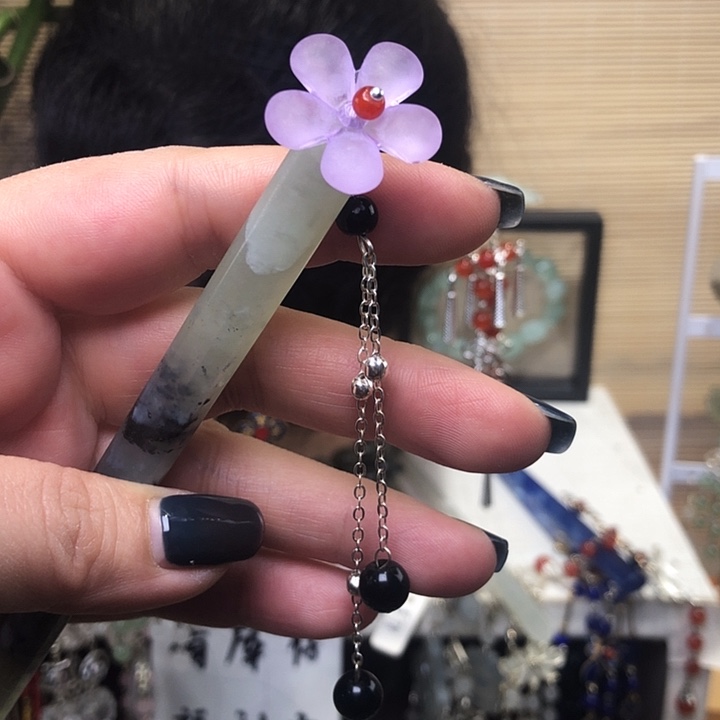 蛇纹石玉未镶嵌发簪